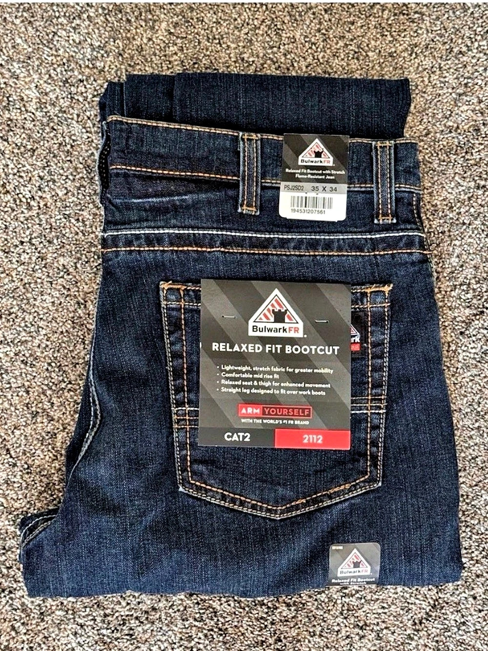 Bulwark FR Men's Relaxed Fit Bootcut Jean with Stretch Jeans Waist 35 x 34 Blue